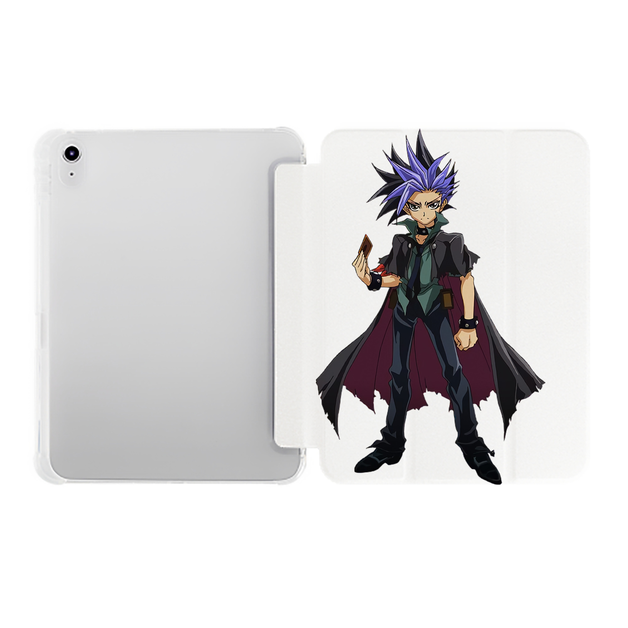 （画像用） 遊☆戯☆王 Yu-Gi-Oh! IPad ケース ペン収納付き 三つ折りスタンド PUレザー×シリコン 対応機種9.5/10.5/10.9インチ